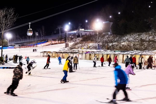 You can enjoy skiing in Phoenix Park, Pyeongchang