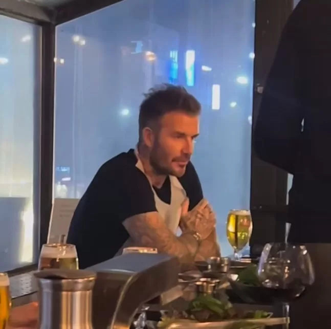 David Beckham enjoying Korean food at Geumdwaeji Sikdang, Seoul