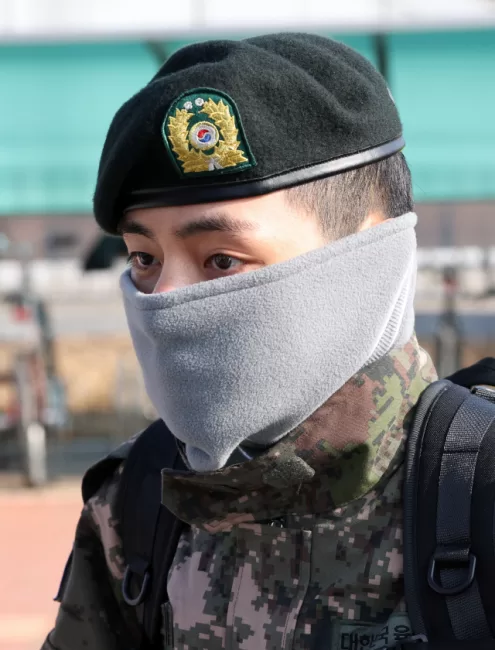 BTS's V at Chuncheon Station to go to his camp