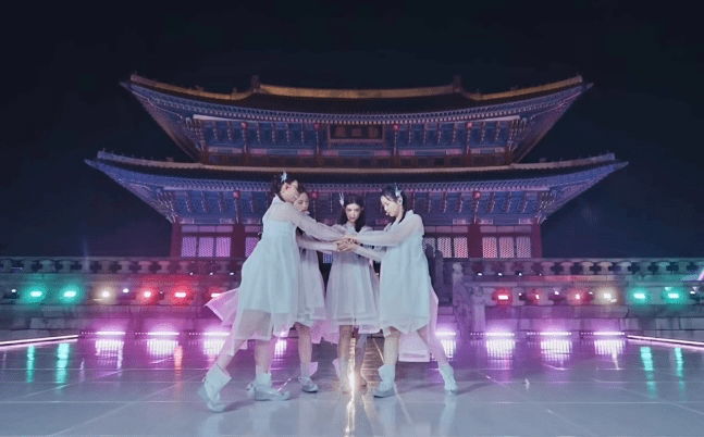 NewJeans became the first K-pop girl group to perform at Gyeongbokgung Palace's Geunjeongjeon last May.